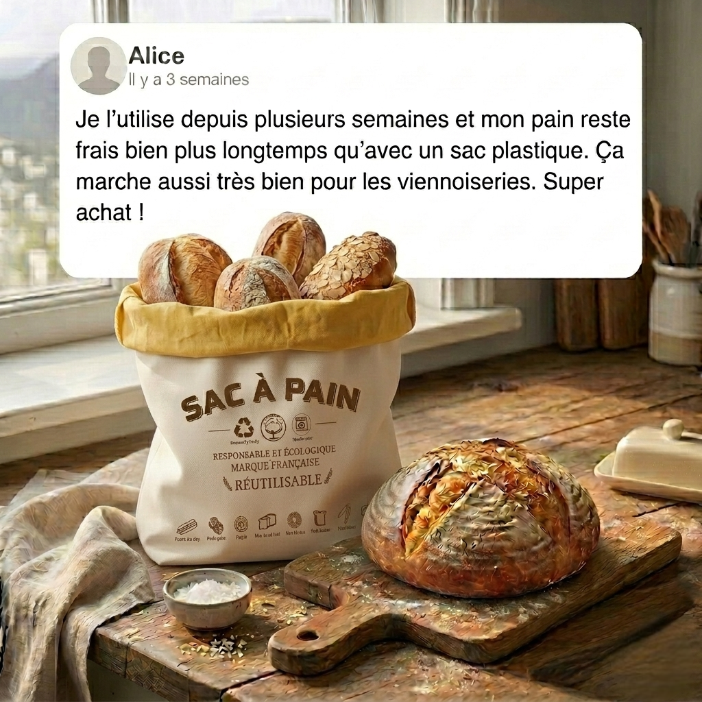 Sac à pain 100 % Coton Bio et Cire d’abeille 🐝 — Du Pain frais jusqu'à 5 jours