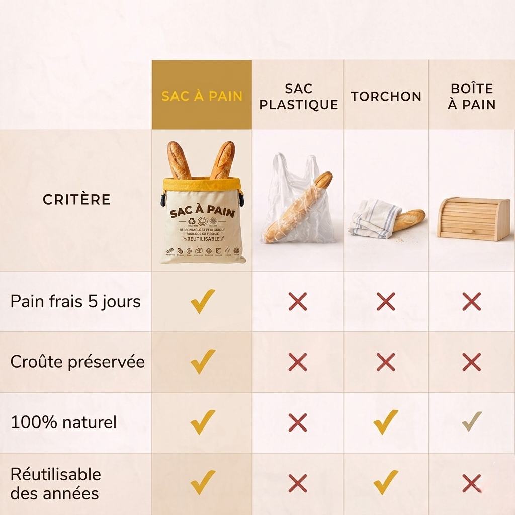 Sac à pain 100 % Coton Bio et Cire d’abeille 🐝 — Du Pain frais jusqu'à 5 jours