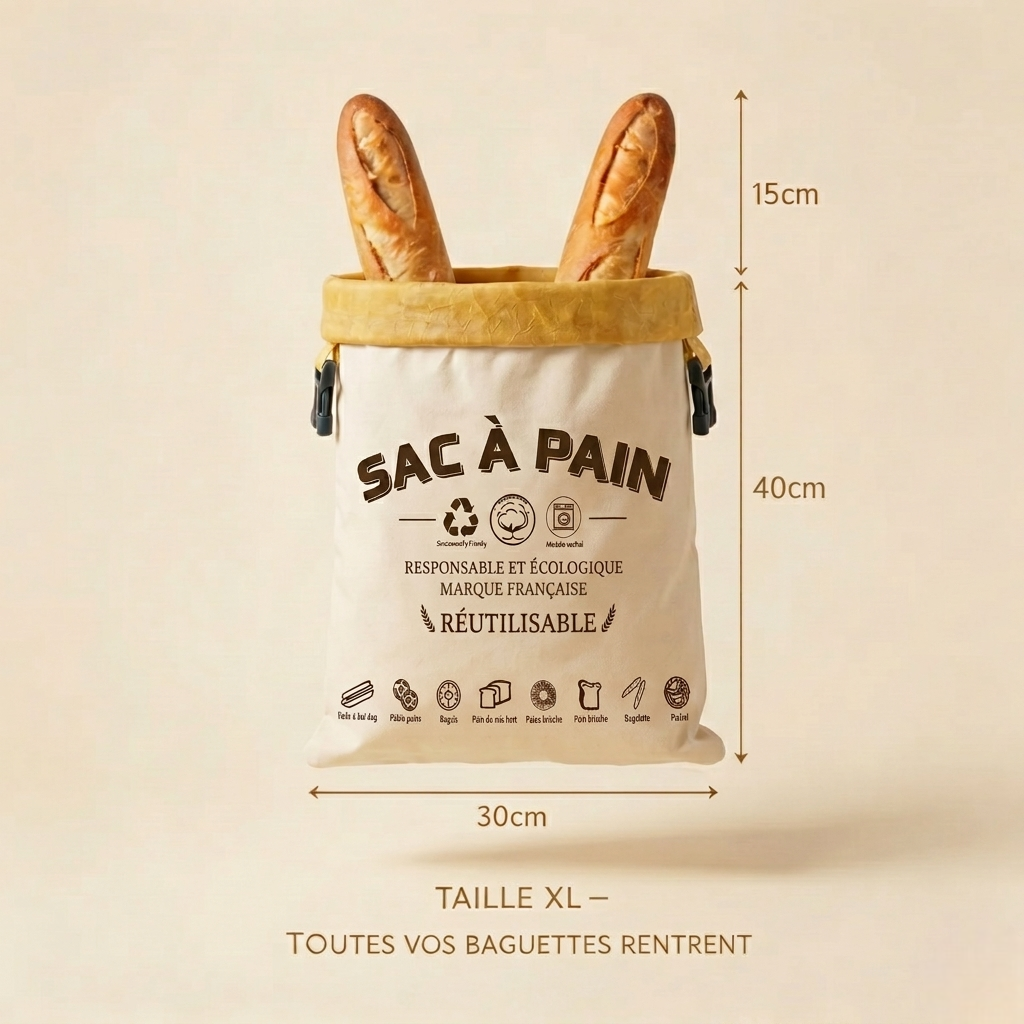 Sac à pain 100 % Coton Bio et Cire d’abeille 🐝 — Du Pain frais jusqu'à 5 jours