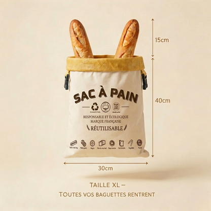 Sac à pain 100 % Coton Bio et Cire d’abeille 🐝 — Du Pain frais jusqu'à 5 jours